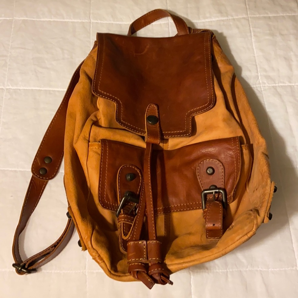 Frye Leather Studded Two Tone Backpack